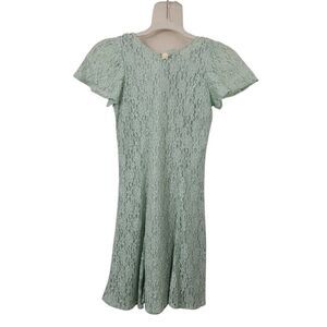 Vintage 90s Jazz Kids Girls Dress‎ Size 10? Mint Green Lace Overlay Slip Button